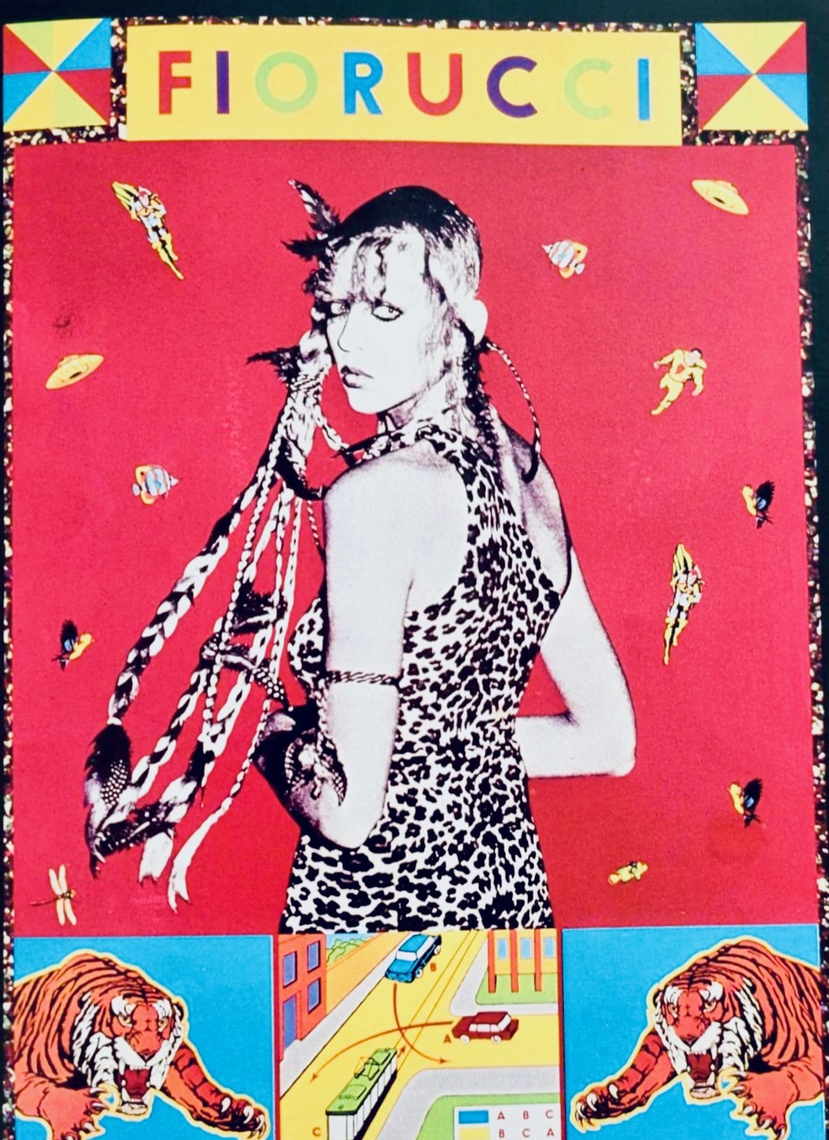 Fiorucci advertising poster with leopard print design
